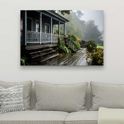 Rainy Porch - Brown Canvas Home Decor for Cozy Spaces