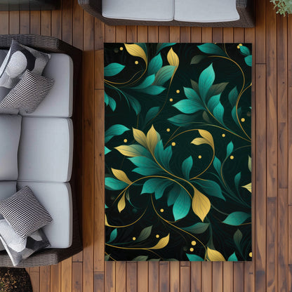 Twirling Twigs Gold Outdoor Area Rug | Stylish Home Decor