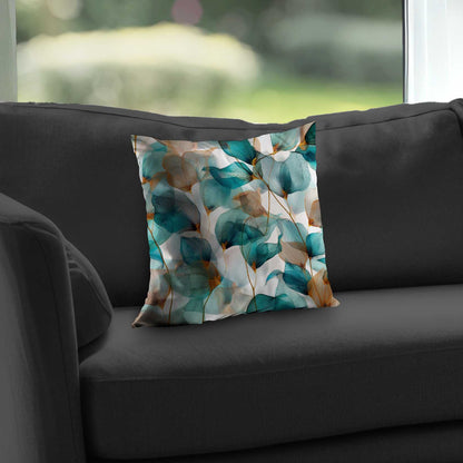 Teal and Brown Poly Twill Throw Pillow | Stylish Home Decor