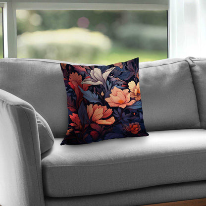 Blooming Uninterrupted Orange Poly Twill Throw Pillow |