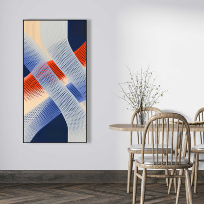 Abstract Threading Red Framed Canvas | Home Decor Art