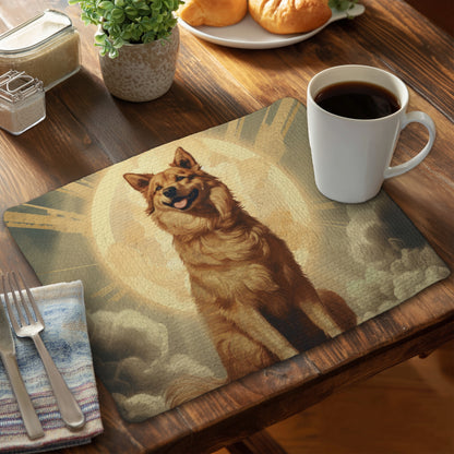 Man's best angel - Gray Braided Polyester Placemat for Home Decor