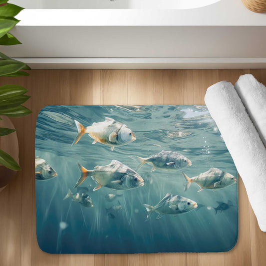 Swimming peacefully White Bath Mat for Elegant Home Decor