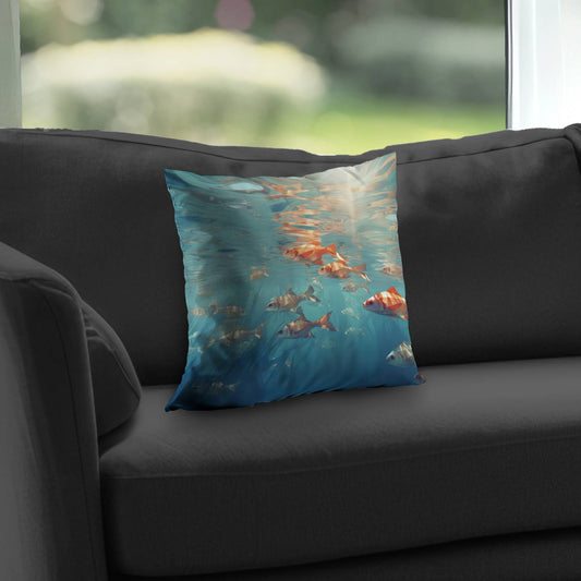 Surface tension Orange Poly Twill Throw Pillow - Home Decor