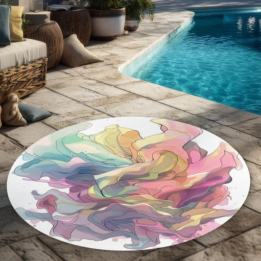 Unfolding Yellow Round Outdoor Area Rug for Home Decor