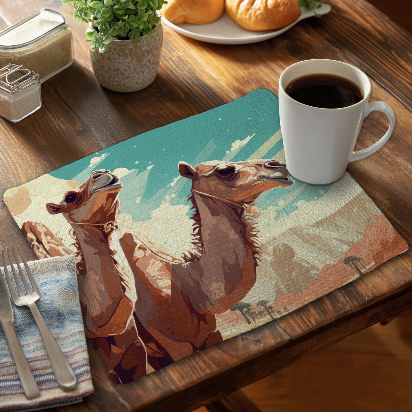 Two Camels Braided Polyester Placemat | Home Decor Accent