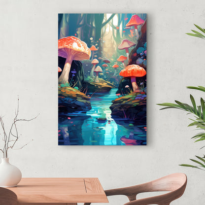 Whimsical Forest Red Canvas - Unique Home Decor Art Piece
