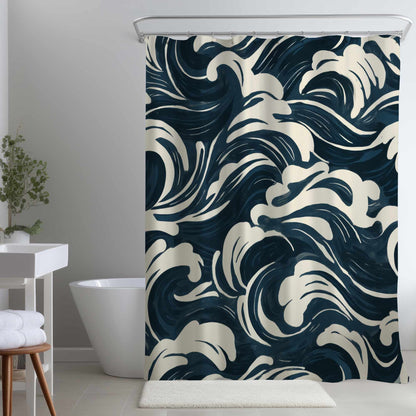 Midnight Ocean Flow Shower Curtain | Stylish Home Decor