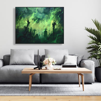 Reaching Hell - Turquoise Framed Canvas | Home Decor Art