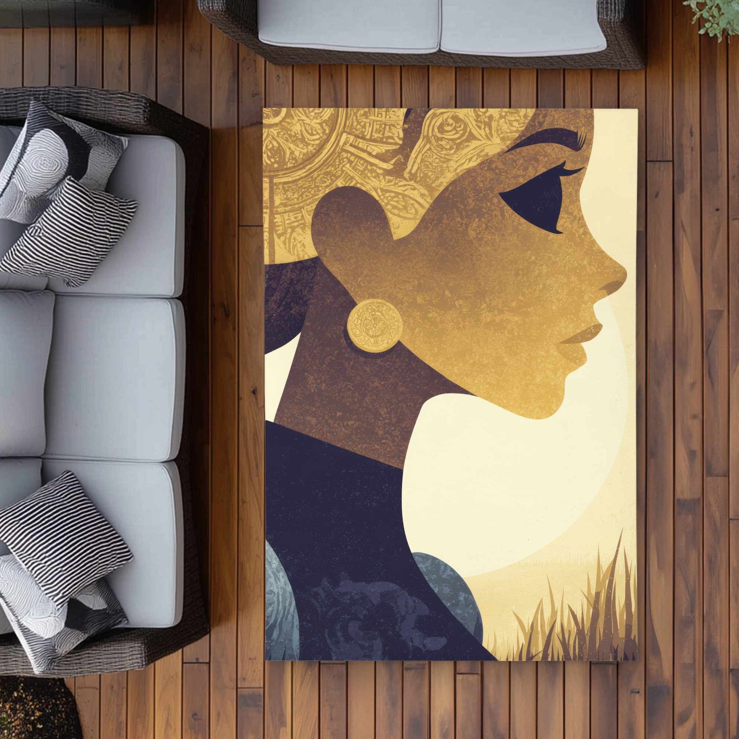 Tapis d'extérieur profilé Golden Muse | Décoration intérieure élégante