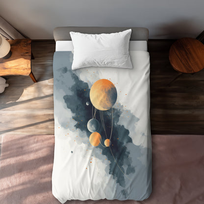 Circle of Planets Orange Duvet Cover | Home Decor Accent