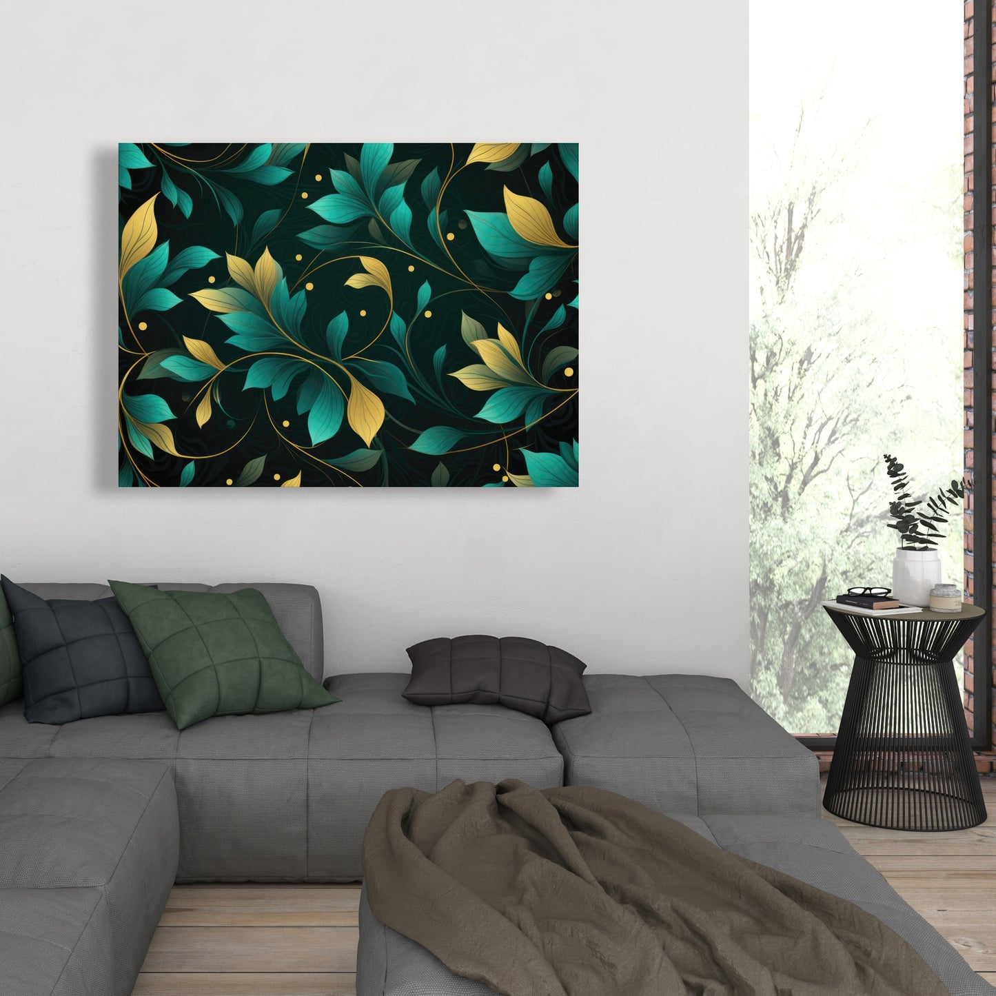 Twirling Twigs - Turquoise Canvas Home Decor Art Piece