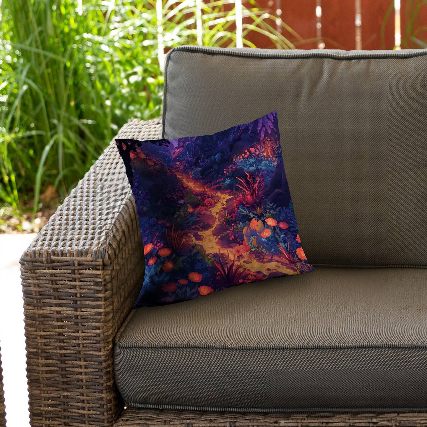 Burning flowers - Throw pillow - Print on demand