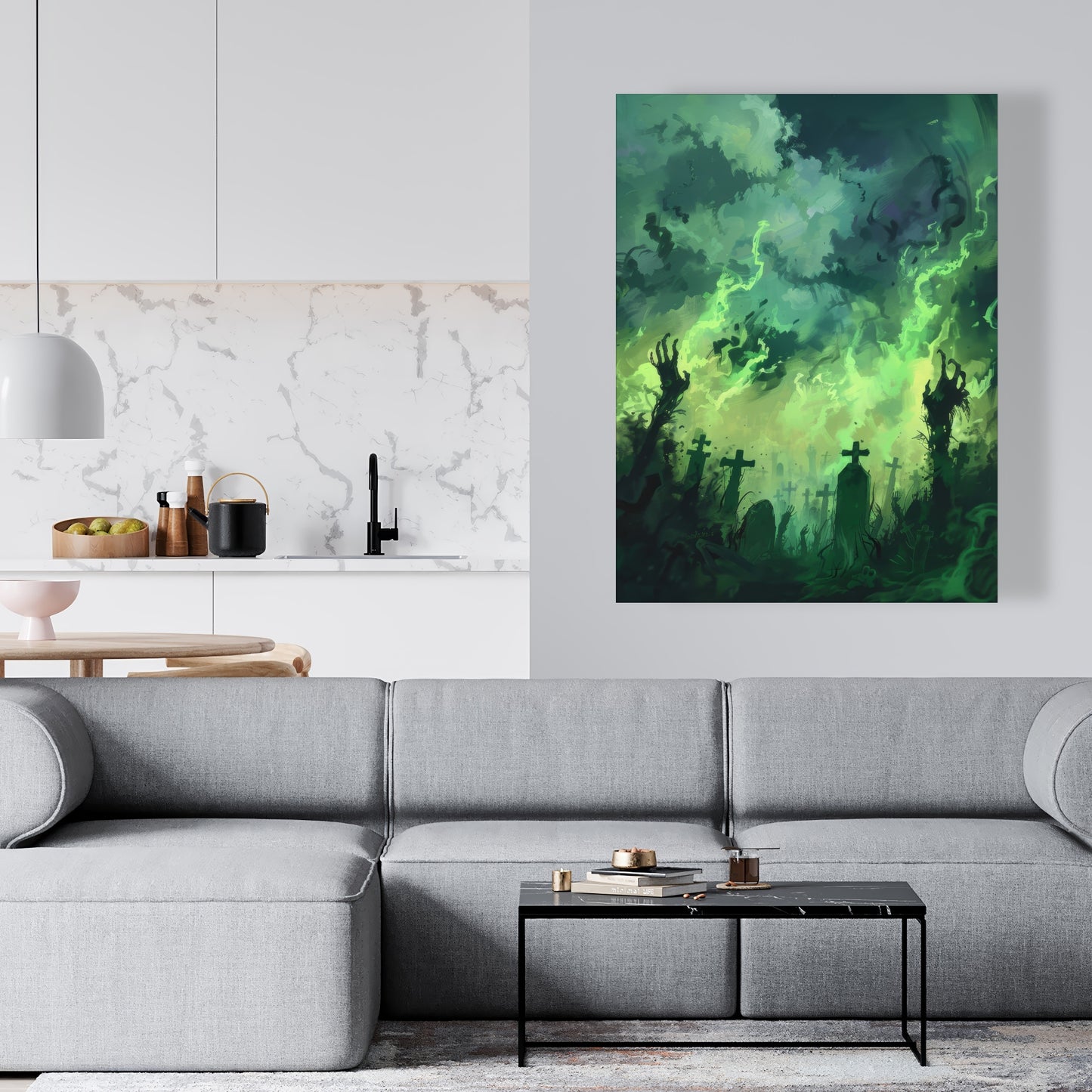 Reaching Hell - Black Canvas Home Decor Art for Modern Spaces