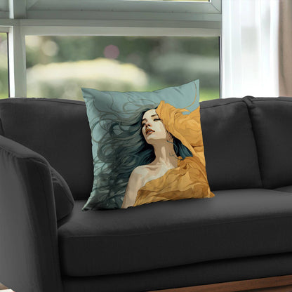 Coussin décoratif en sergé de polyester à motif fluide et sensuel - Décoration élégante pour la maison
