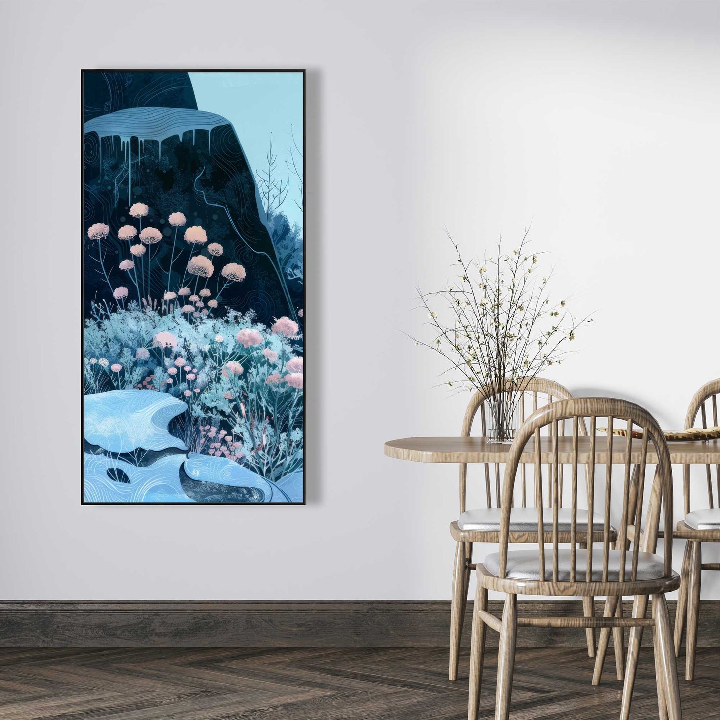 Annual freeze - Beige framed canvas for elegant home decor