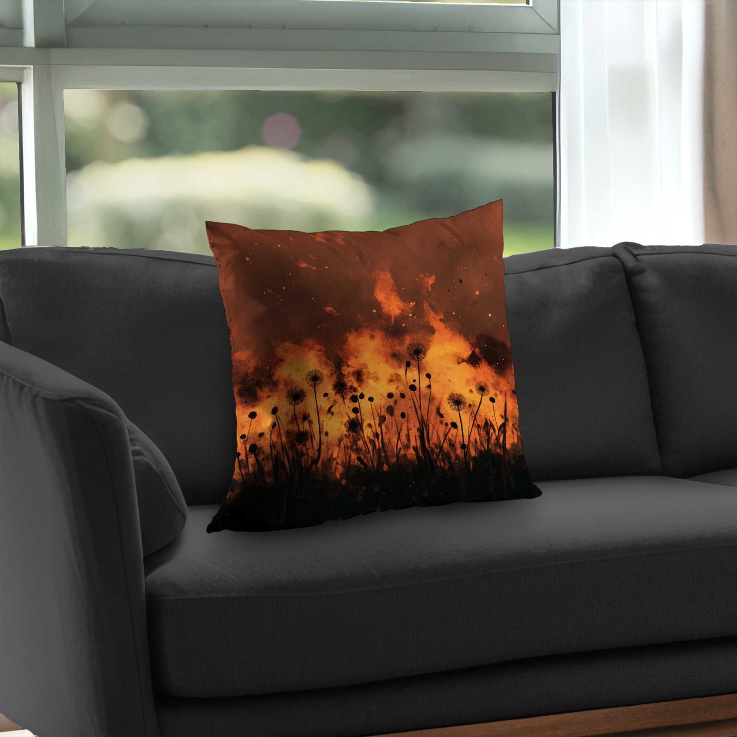 Ablaze Poly Twill Throw Pillow - Stylish Home Decor Accent