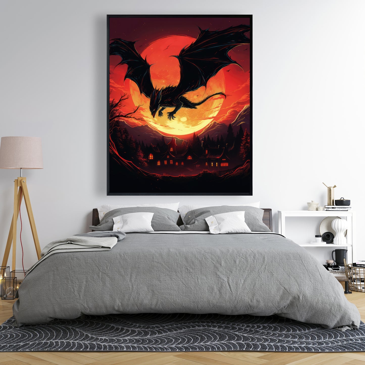 The dragon's wrath - 36"x36" Framed canvas