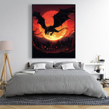 The dragon's wrath - 36"x36" Framed canvas