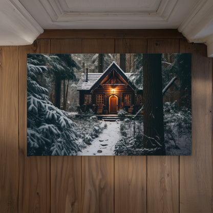 The Lone Cabin Black Indoor Outdoor Door Mat - Home Decor