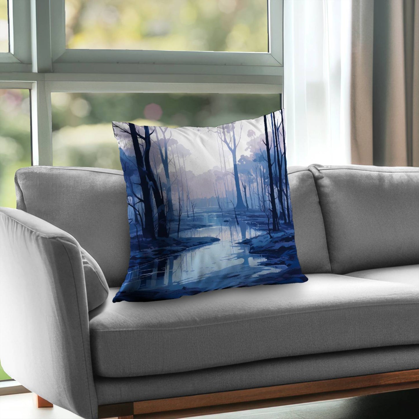Cold and Muddy Blue Poly Twill Throw Pillow Insert | Home Decor