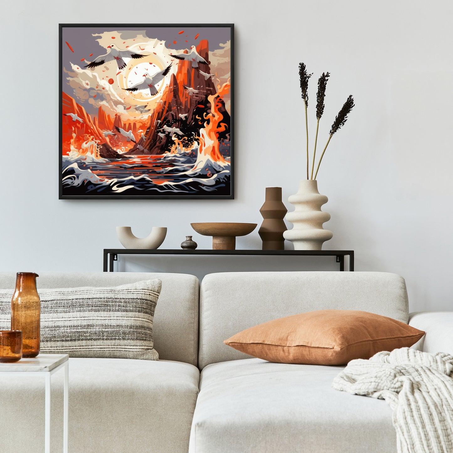 The Escape - Blue Framed Canvas Home Decor Art Piece