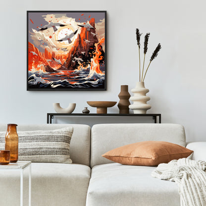 The Escape - Blue Framed Canvas Home Decor Art Piece
