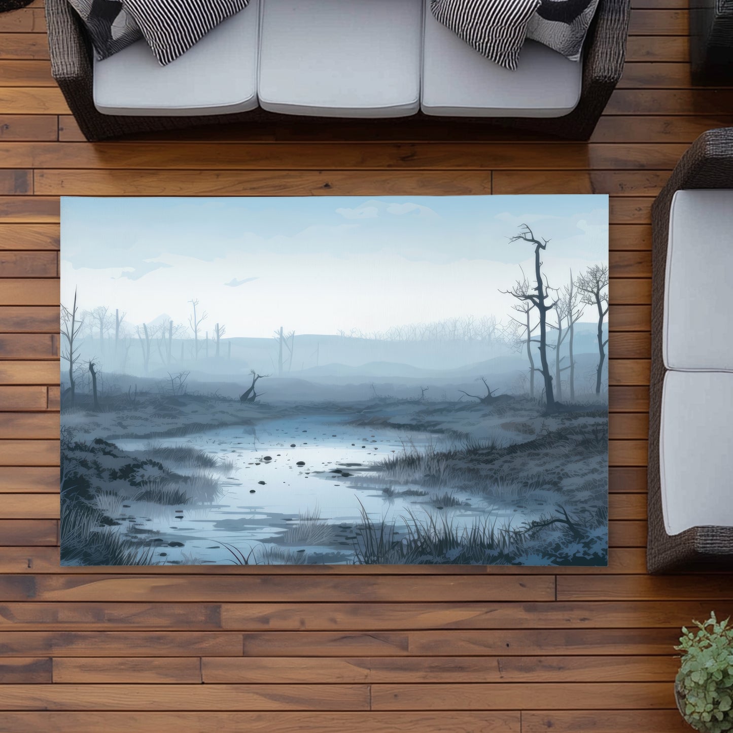 Swampy Lands - Black Outdoor Area Rug for Home Decor