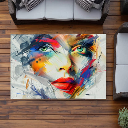 Abstract Look Red Outdoor Area Rug for Home Decor - Stylish