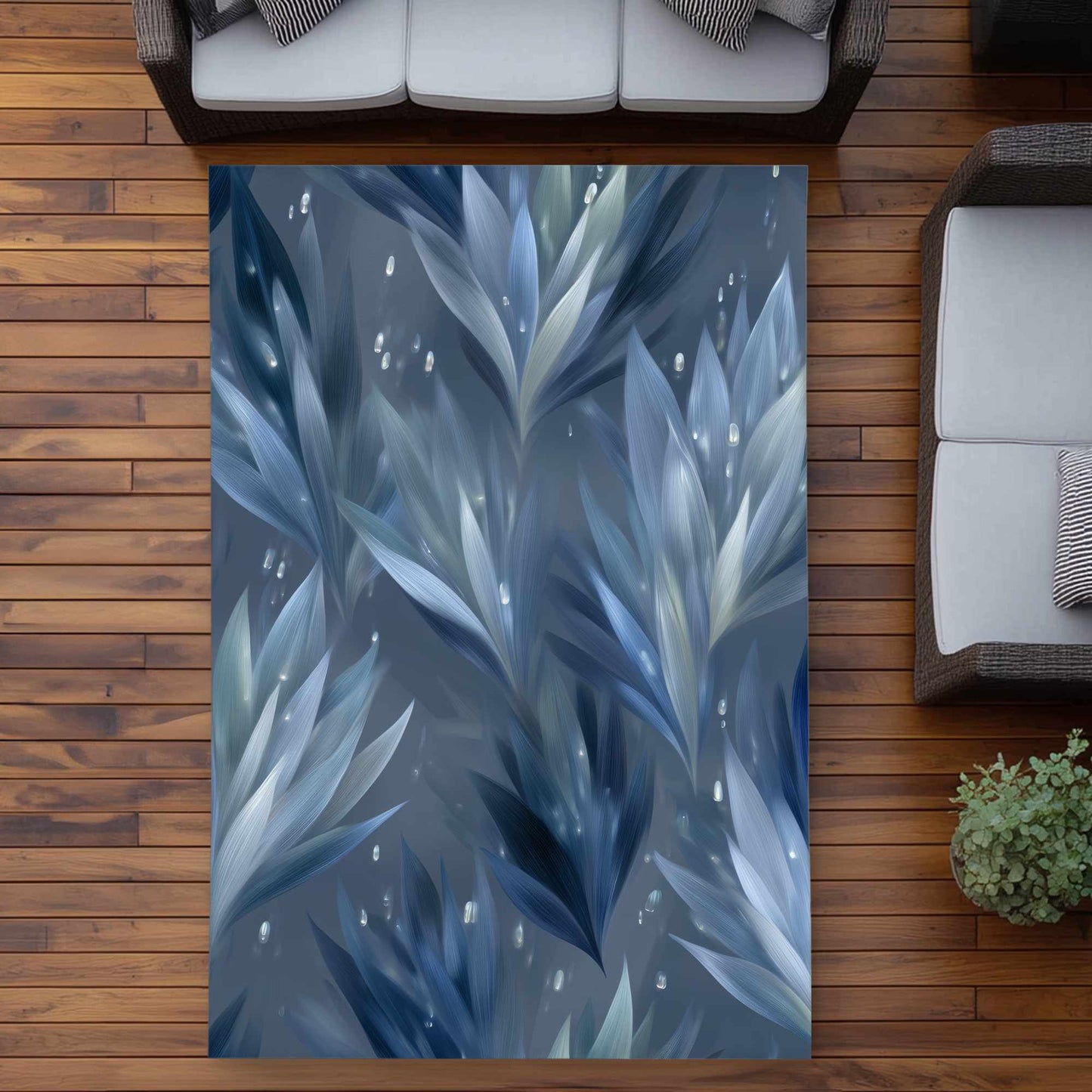Icy Leaves Outdoor Area Rug | Stylish Home Decor Rug