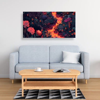 Flowing magma - Black canvas home decor art piece