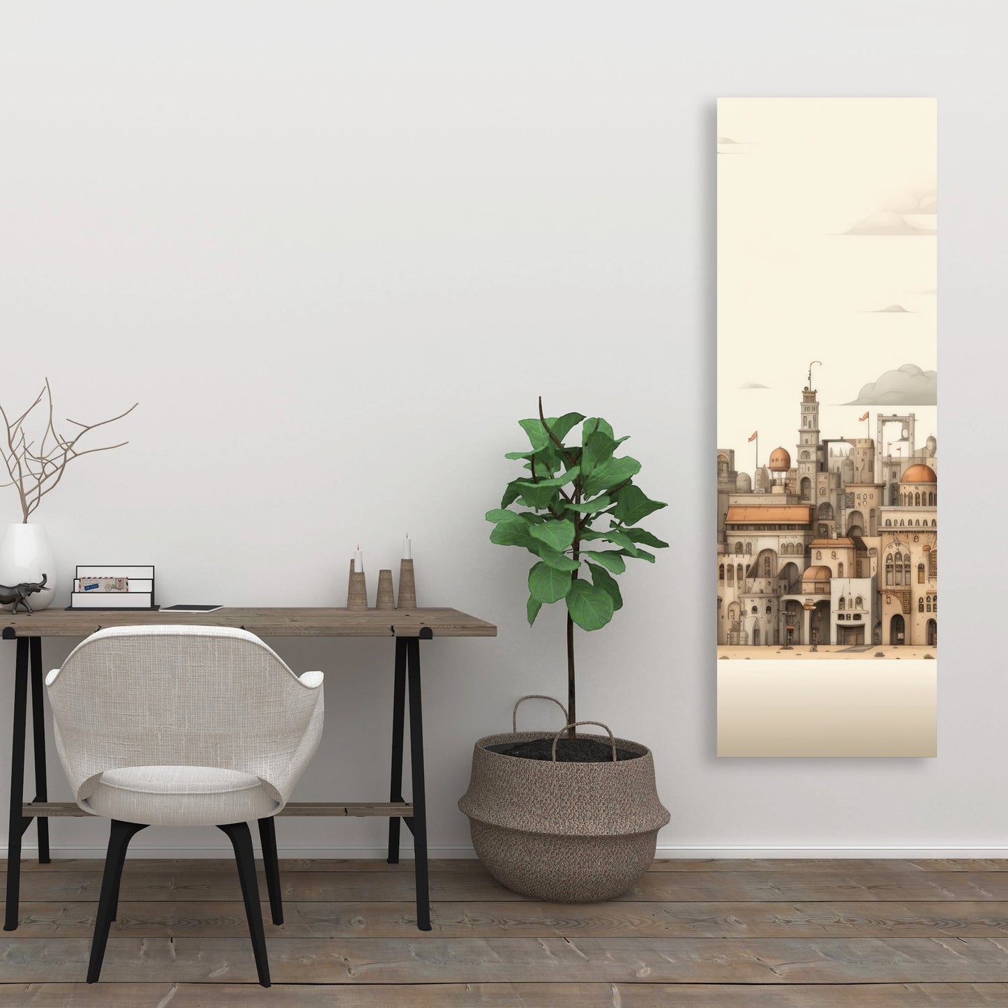 The Old Town - Brown Canvas Art for Home Decor | Stylish Wall Art