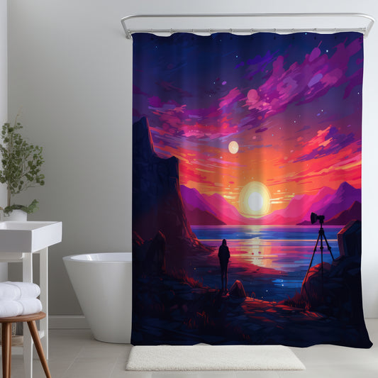 Solitude Black Shower Curtain for Elegant Home Decor | Stylish