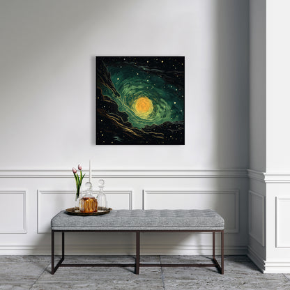 Turmoil in Space - Yellow Canvas Art for Home Decor