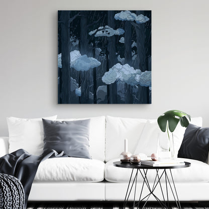 Sneeky Clouds - Gray Canvas for Stylish Home Decor
