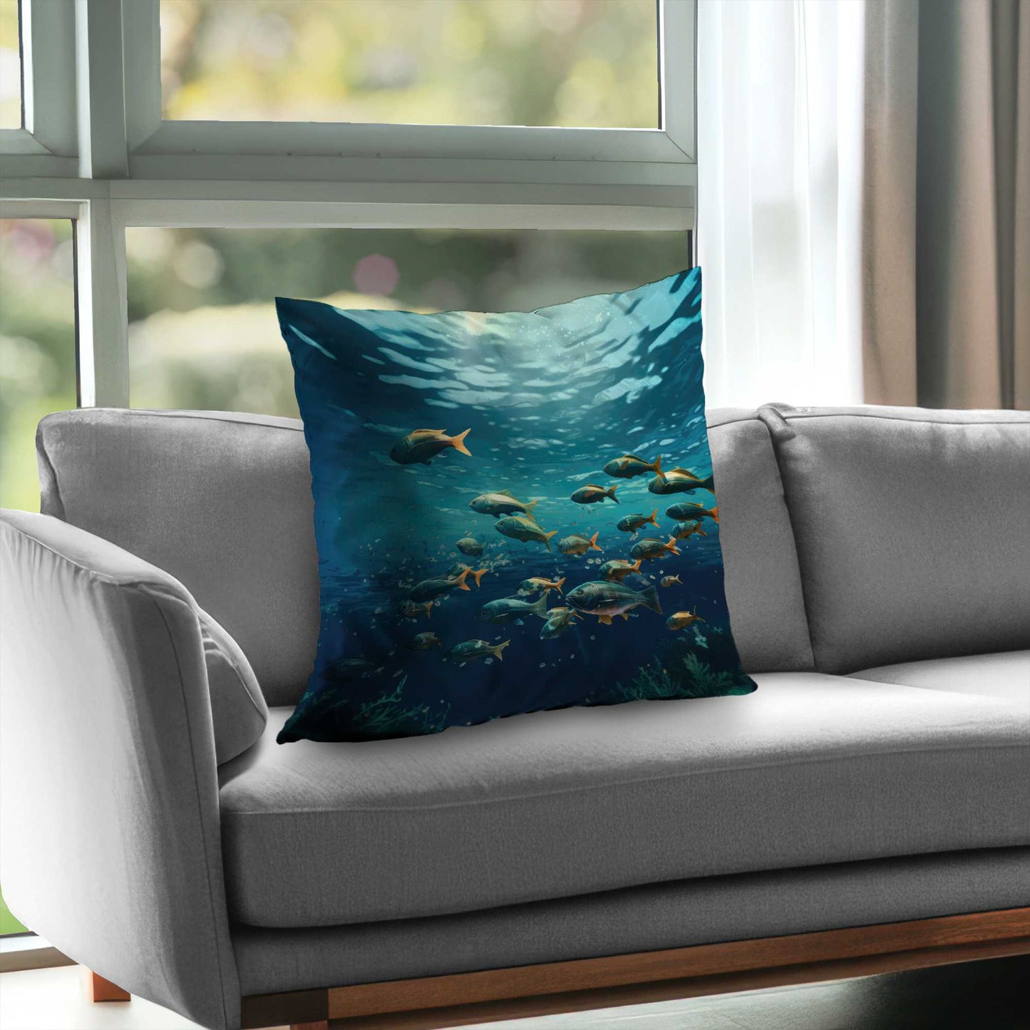 Shallow Swim Blue Poly Twill Throw Pillow Insert | Decor