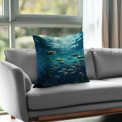 Shallow Swim Blue Poly Twill Throw Pillow Insert | Decor