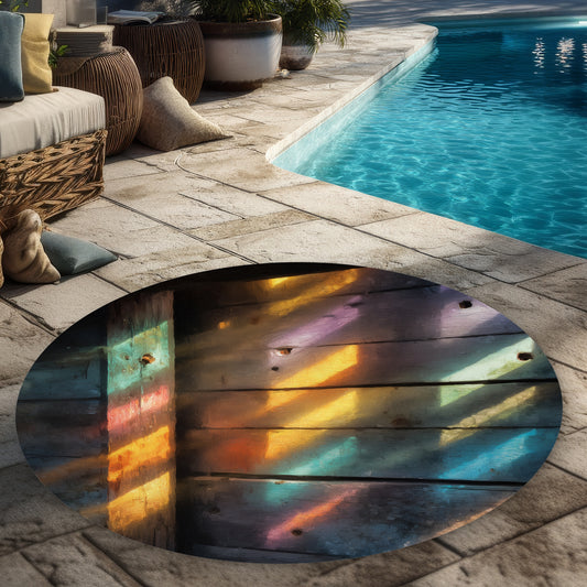 Tapis d'extérieur rond Rainbow Glint | Accent de décoration intérieure
