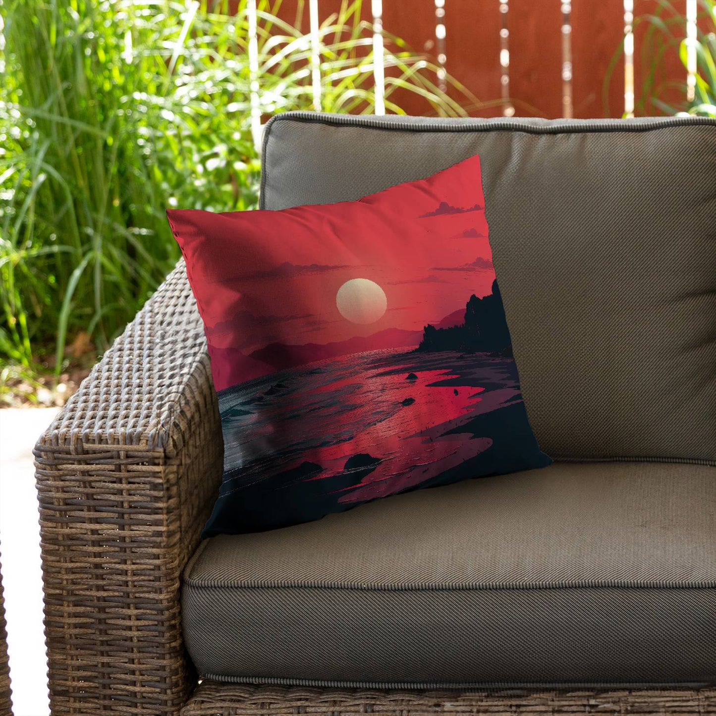 Red sky - Throw pillow - Print on demand