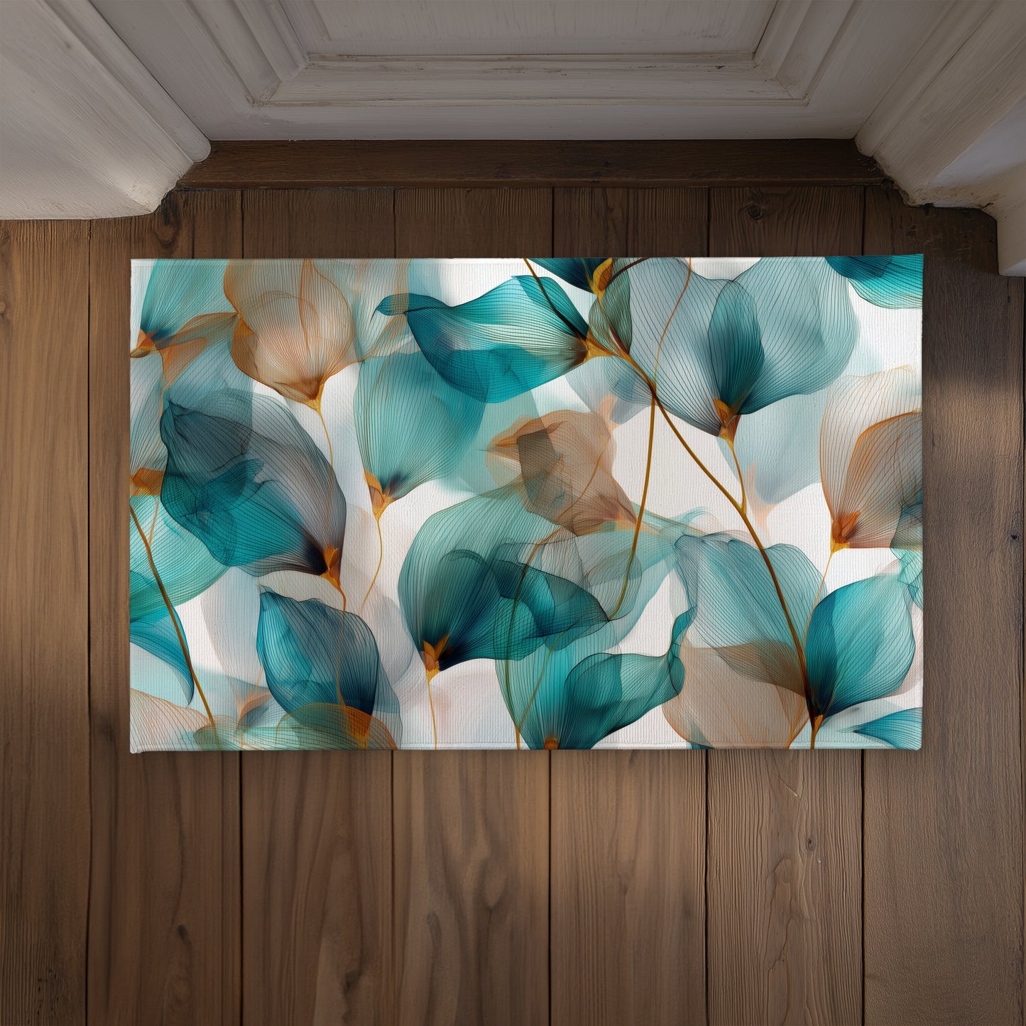 Teal and Brown Turquoise Indoor Outdoor Door Mat | Decor