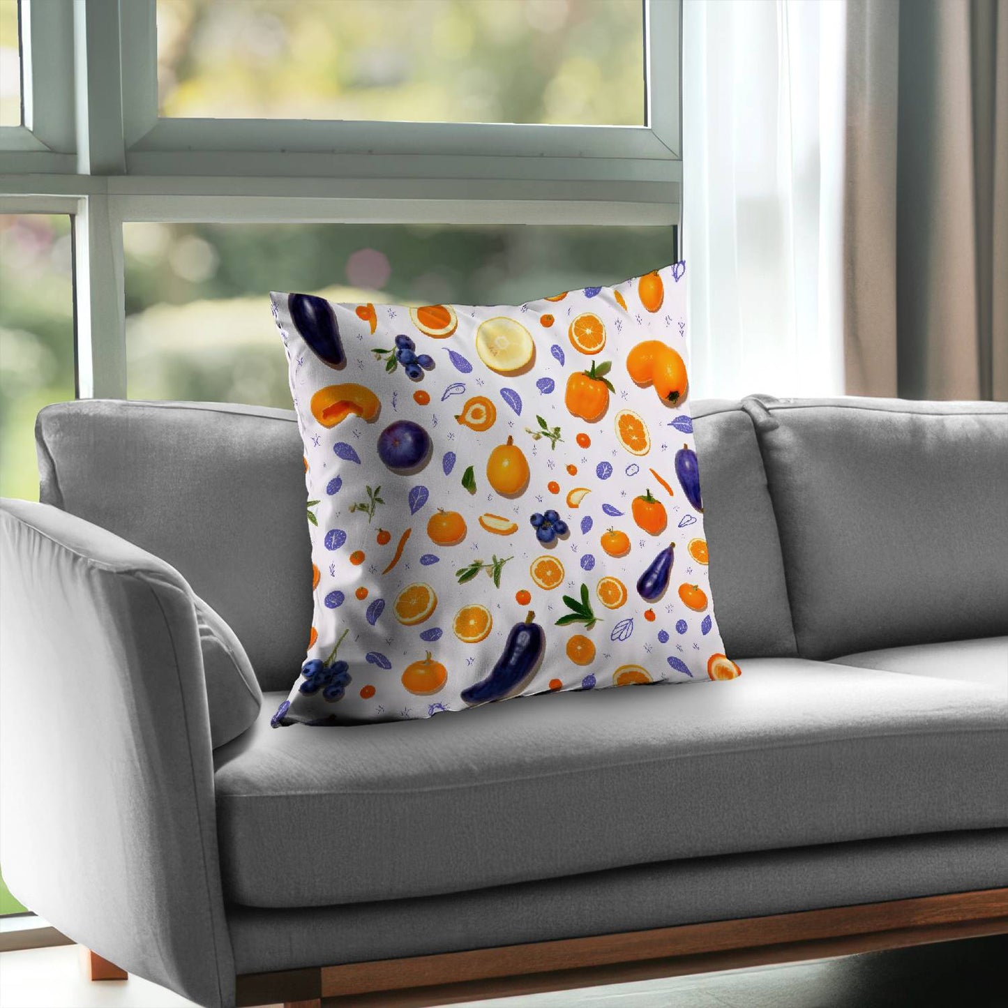 Orange and purple - Throw pillow - Print on demand