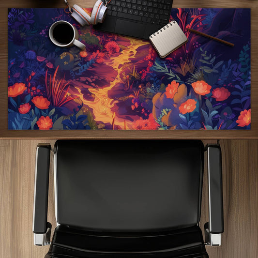 Burning Flowers Pink Desk Mat for Home Decor | Stylish Accessory