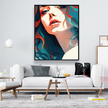 Dangerous Lips - Turquoise Framed Canvas Home Decor Art
