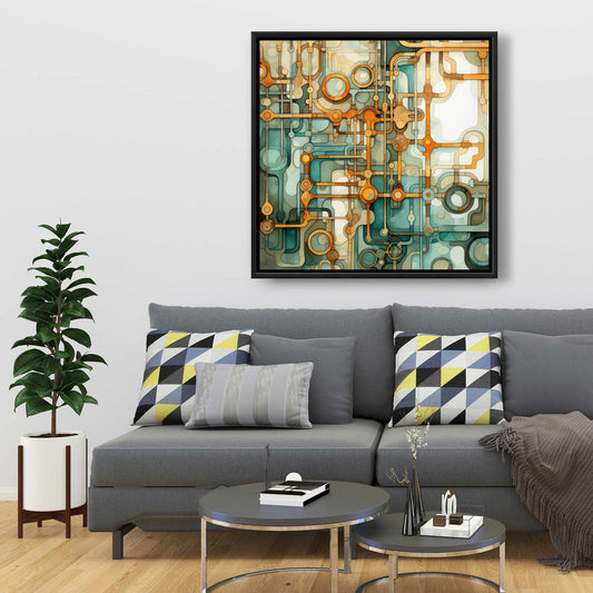 Turns and Bends - Turquoise Framed Canvas for Home Decor
