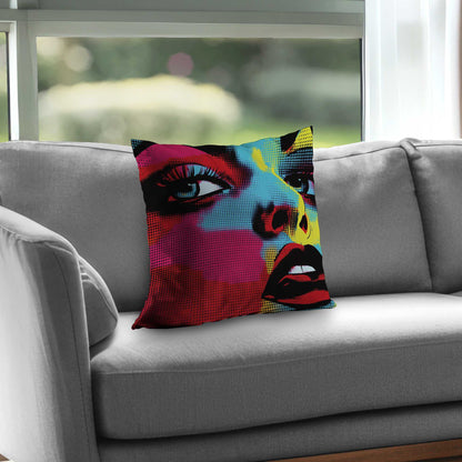 Coussin décoratif en sergé de polyester à motifs de bandes dessinées - Accessoire de décoration élégant pour la maison
