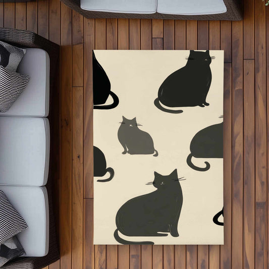 Tapis d'extérieur à motif de chats silencieux | Décoration d'intérieur