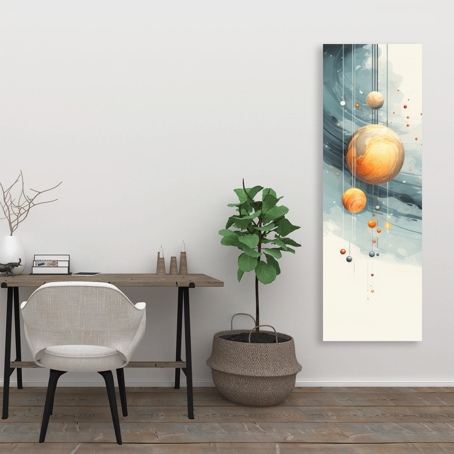 Hanging Planets - Blue Canvas Art for Home Decor | Unique Wall Art