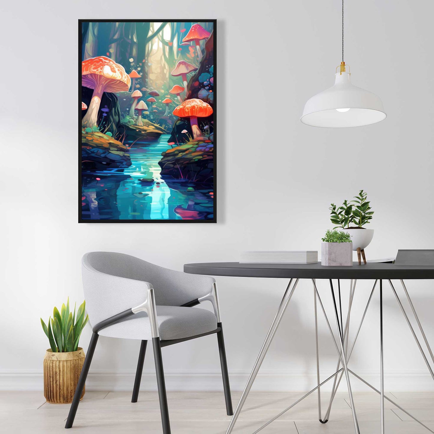 Whimsical Forest - Red Framed Canvas for Home Decor