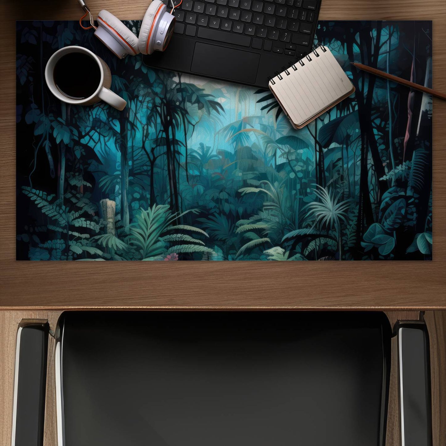 Deep in the jungle - Turquoise Gaming Mat for Home Decor
