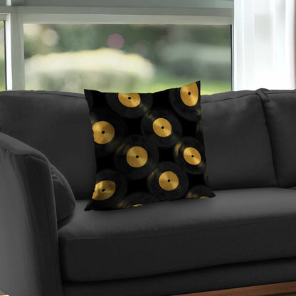 Golden Groove Circles Poly Twill Throw Pillow | Home Decor